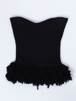 裾フリンジニット/ブラック