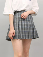 DING/チェック柄プリーツスカート
