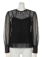 Kaene/別注チュールプリーツブラウス/ブラック
