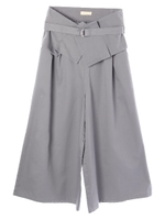 ・サッシュベルト付きワイドパンツ/ライトグレー