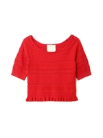 《EDIT COLOGNE》ジャガードボーダーニット/レッド(100)