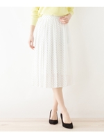 【VERY4月号掲載】【洗える】デザインプリーツドットスカート/ホワイト系(102)