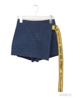 イエローベルトデニムスカート/ブルー