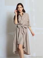 ウエストベルトシャツワンピース/カーキ