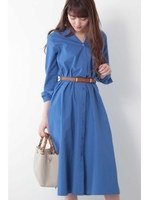 オープンカラーシャツワンピース/カーキ(180)