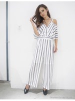 ストライプコンビネゾン/WHT