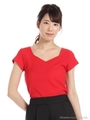 ハートネック半袖Tシャツ/レッド