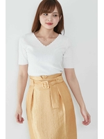 ハイツイストスカラVリブニット/ホワイト(030)