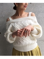 バックシャンオープンショルダーニット/ホワイト系(002)
