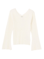 フレアスリーブリブオフショルPO/ホワイト