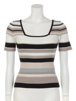マルチボーダーニットＴＯＰＳ/ベージュ