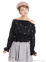 ローズエンブロイダリーブラウス/ブラック