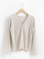 ワイドリブVネックカーディガン/カーキグリーン