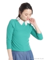 衿付テレコカットソー/ミドリ