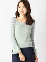 袖チュールビジューニット/ネイビー