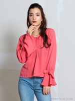 袖リボンスキッパーブラウス/ピンク