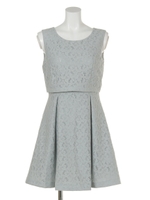 レースフィット＆フレアワンピース/ピンク