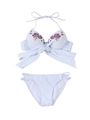 刺繍クロスリボンビキニ/水着/ホワイト
