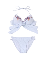 刺繍クロスリボンビキニ/水着/ホワイト