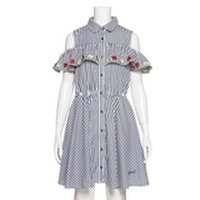 フリルつき肩開きシャツワンピース