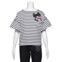 袖フリルボーダーTシャツ