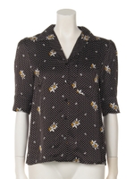 MARY DOTS TUCK SLEEVE SH/BLK