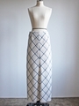 [GREED]COTTON LINEN CHECK Skirt/WHITE mix