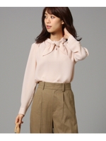 【洗える】ムースジョーゼットブラウス/ベビーピンク(071)