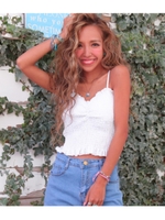 カップ付シャーリングキャミソール/ホワイト(001)