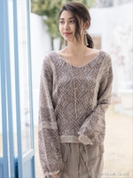 綿麻スラブ　アイレット＆オルテガジャガードニットＰ／Ｏ/オレンジ