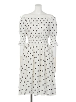 【sw】ドットオフショルワンピース/O.WHT