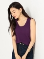 〓【予約】【WEB限定】◎JOC コットン ワイドリブ Uネック ノースリーブ/PURPLE
