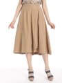ピーチスキン・ラップ風ミモレ丈スカート/キャメル