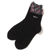 シースルーお花柄クルーソックス