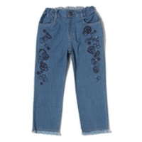 フルーツ刺しゅうフリンジデニムパンツ