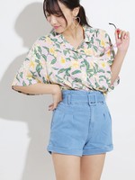WEGO/スクエアベルトショートデニムパンツ