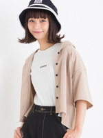 WEGO/オープンカラークロップド5分袖シャツ