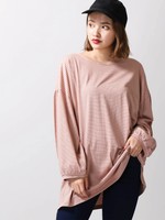 WEGO/ボーダーボリュームルーズロンT