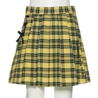 【50%OFF】サイドレースアップチェック柄プリーツスカパン