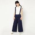 【50%OFF】サスペンダーつきデニムワイドパンツ