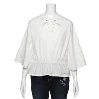 【50%OFF】スカラップ刺しゅうワイドスリーブレースアップブラウス