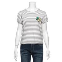 【50%OFF】フラワーモチーフつきボーダー柄Tシャツ