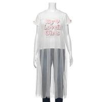 【50%OFF】ロングチュール重ねロゴ入りTシャツ