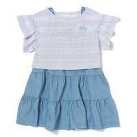 【50%OFF】袖フリルボックスTシャツ×ティアードキャミワンピースセット