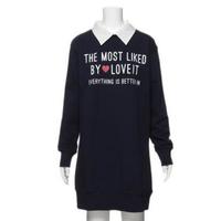 【50%OFF】配色衿つきロゴ入り裏毛ワンピース