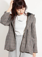 WEGO/フード付チェックジャケット
