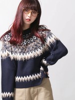 WEGO/フェザーMIXジャガードニット