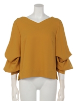 2WAYホイップスリーブVネックブラウス/MUSTARD