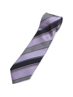 6色メランジサテンWストライプ [ メンズ ネクタイ ストライプ ピンドット メランジ ]/ライトパープル(381)