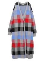 BLOCK PLAID LONG CARDIGAN/アッシュ